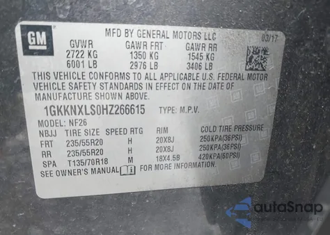 2017 GMC Acadia Denali из США, поврежденный, VIN 1GKKNXLS0HZ266615